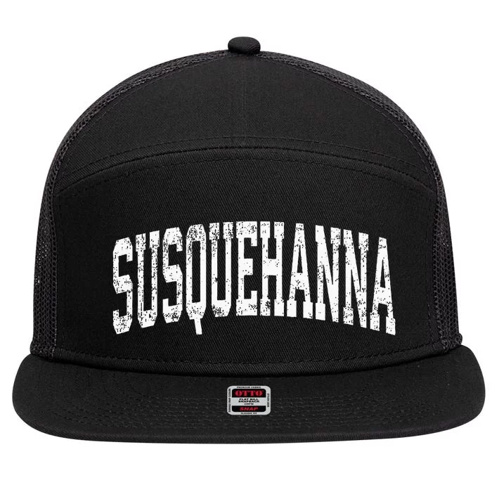 Susquehanna Pennsylvania PA Vintage Athletic Sports 7 Panel Mesh Trucker Snapback Hat