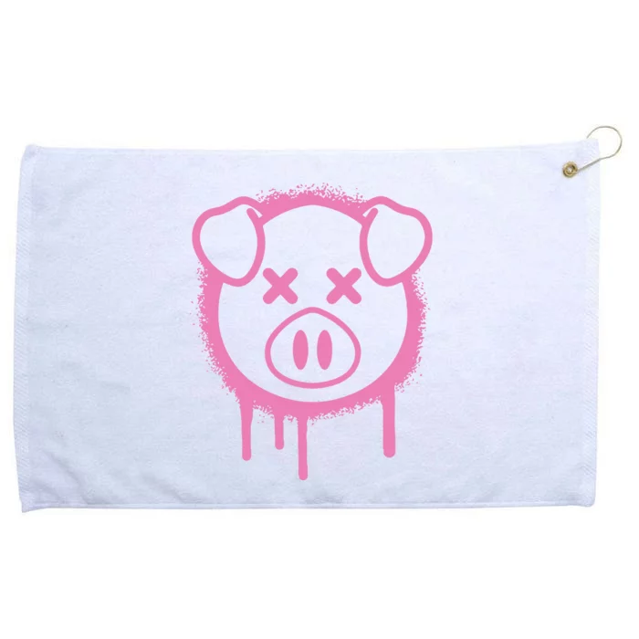 Spray Paint Pig Black Grommeted Golf Towel