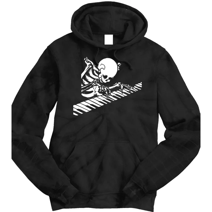 Skeleton Playing Piano Halloween Costume Pianist Musician Tie Dye Hoodie