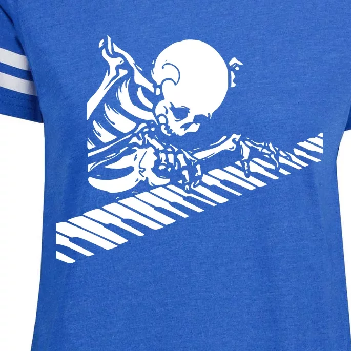 Skeleton Playing Piano Halloween Costume Pianist Musician Enza Ladies Jersey Football T-Shirt