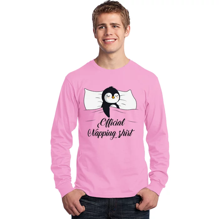 Sleeping Penguin Pyjamas Penguin Lover Napping Long Sleeve Shirt