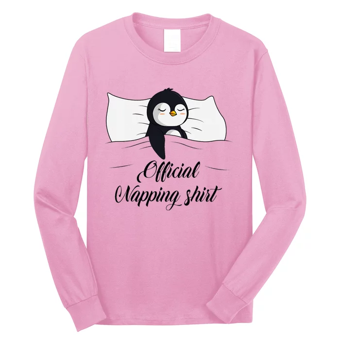 Sleeping Penguin Pyjamas Penguin Lover Napping Long Sleeve Shirt