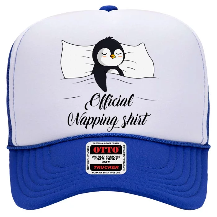 Sleeping Penguin Pyjamas Penguin Lover Napping High Crown Mesh Trucker Hat