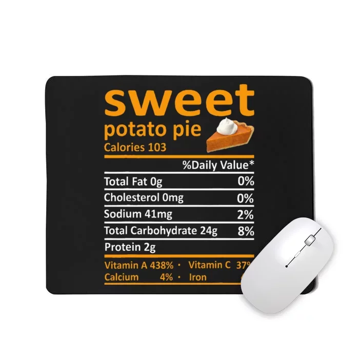 Sweet Potato Pie Nutrition Food Thanksgiving Funny Xmas Mousepad