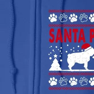 Santa Paw Pug Dog Merry Christmas Funny Pajamas Ugly Xmas Gift Full Zip Hoodie