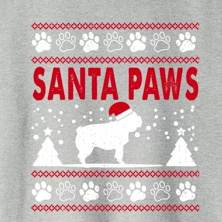 Santa Paw Pug Dog Merry Christmas Funny Pajamas Ugly Xmas Gift Women's Crop Top Tee