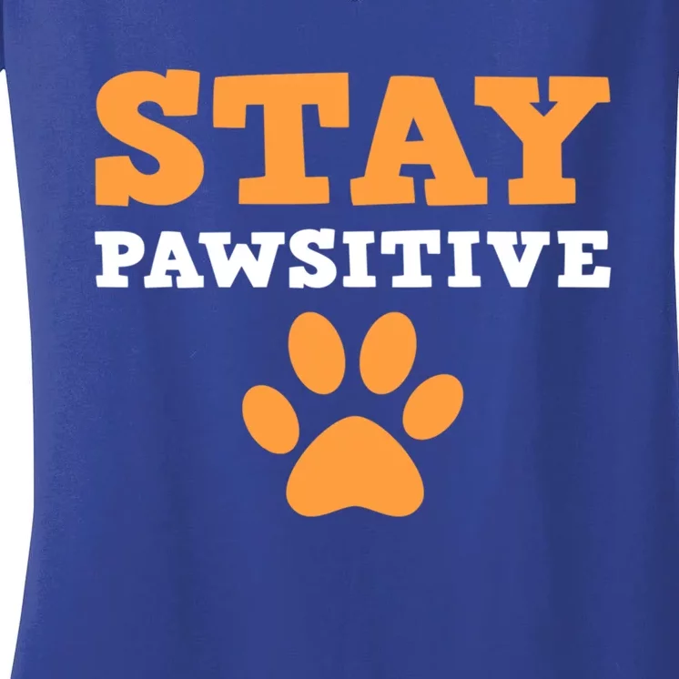 Stay Pawsitive Positive And Pet Lover Gift Women's V-Neck T-Shirt