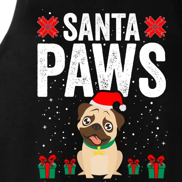 Santa Paws Pug Dog Funny Christmas Pugmas Gift Ladies Tri-Blend Wicking Tank