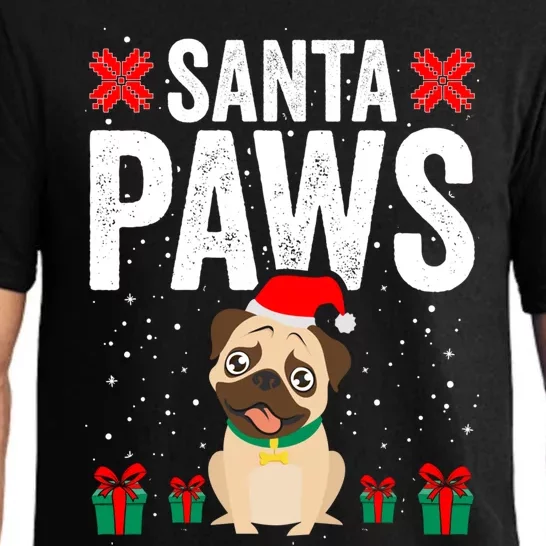 Santa Paws Pug Dog Funny Christmas Pugmas Gift Pajama Set