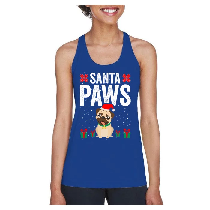 Santa Paws Pug Dog Funny Christmas Pugmas Gift Women's Racerback Tank