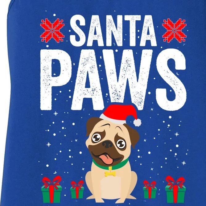 Santa Paws Pug Dog Funny Christmas Pugmas Gift Women's Racerback Tank