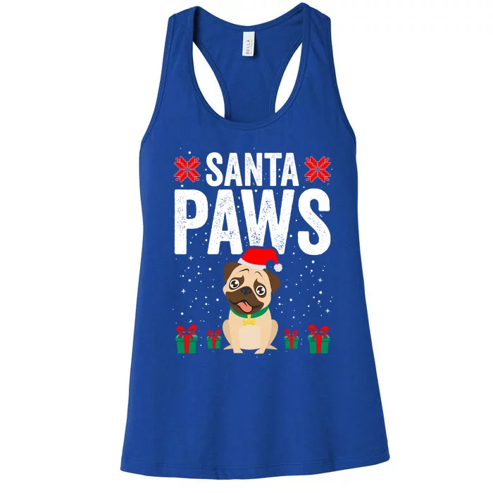 Santa Paws Pug Dog Funny Christmas Pugmas Gift Women's Racerback Tank