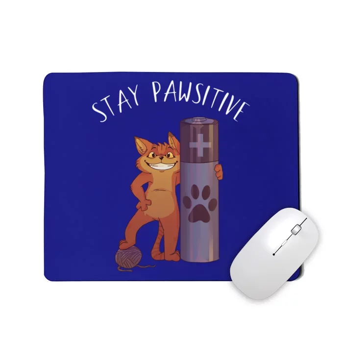 Stay Pawsitive Positive Cat Paw Print Kitty Motivational Pun Gift Mousepad