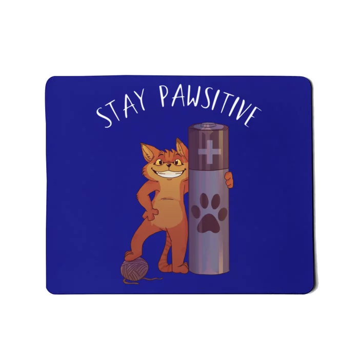 Stay Pawsitive Positive Cat Paw Print Kitty Motivational Pun Gift Mousepad