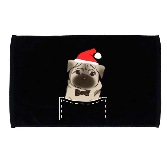 Santa Pug Puppy In Pocket Tee Funny Dog Lover Christmas Gift Microfiber Hand Towel