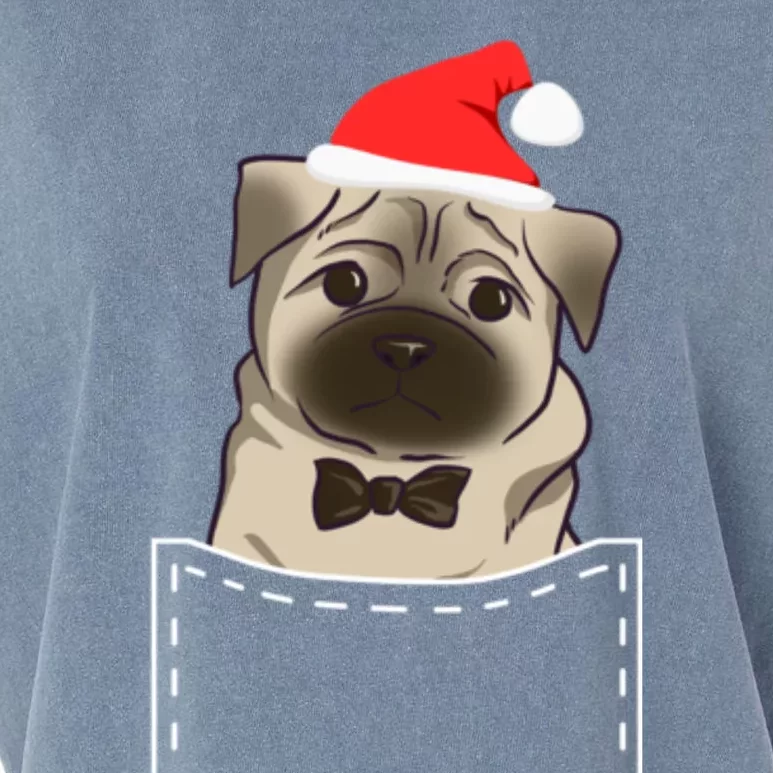 Santa Pug Puppy In Pocket Tee Funny Dog Lover Christmas Gift Garment-Dyed Women's Muscle Tee