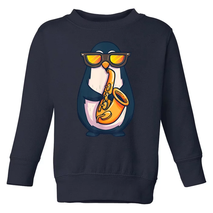 Saxophone Player Penguin Jazz Band Music Animal Lovers Gift Toddler Sweatshirt