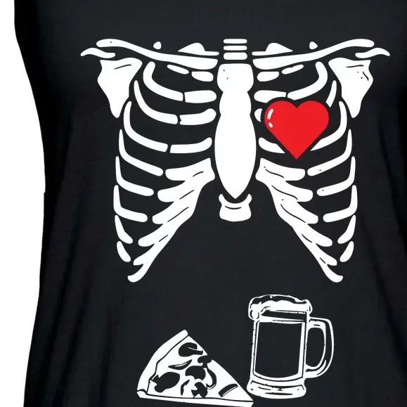 Skeleton Pregnancy Pizza Beer Xray Halloween Soon Dad Sweatshirt Ladies Essential Flowy Tank