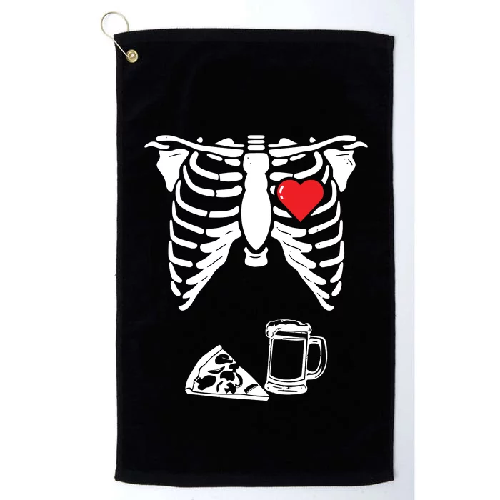 Skeleton Pregnancy Pizza Beer Xray Halloween Soon Dad Sweatshirt Platinum Collection Golf Towel