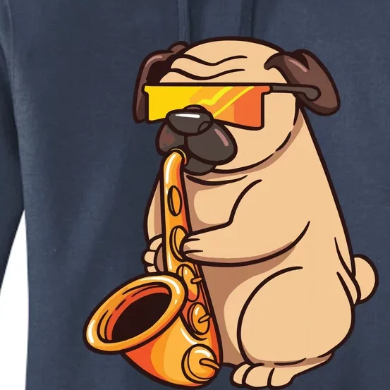 Saxophone Player Pug Jazz Band Music And Dog Lovers Gift Women's Pullover Hoodie