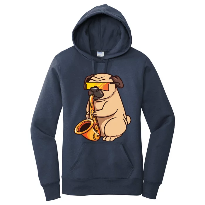 Saxophone Player Pug Jazz Band Music And Dog Lovers Gift Women's Pullover Hoodie