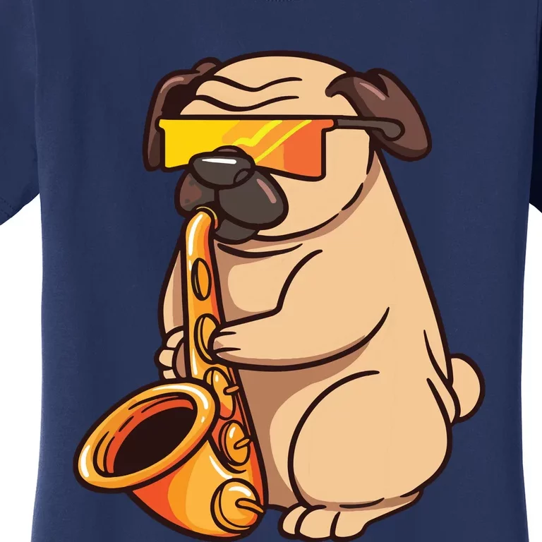 Saxophone Player Pug Jazz Band Music And Dog Lovers Gift Women's T-Shirt