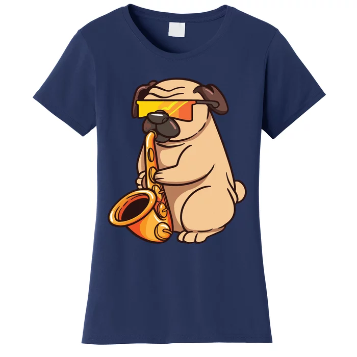 Saxophone Player Pug Jazz Band Music And Dog Lovers Gift Women's T-Shirt