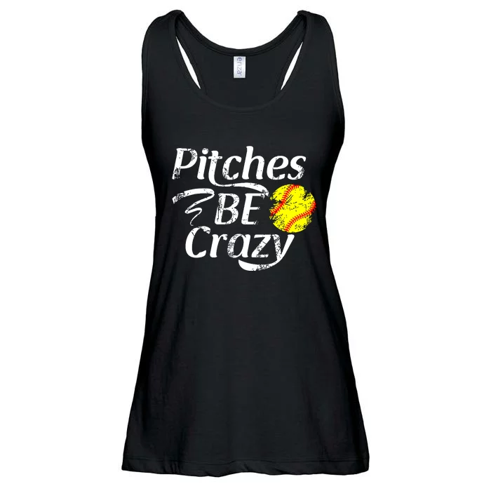 Softball Player Pitches Be Crazy Funny Softball Pitcher Ladies Essential Flowy Tank