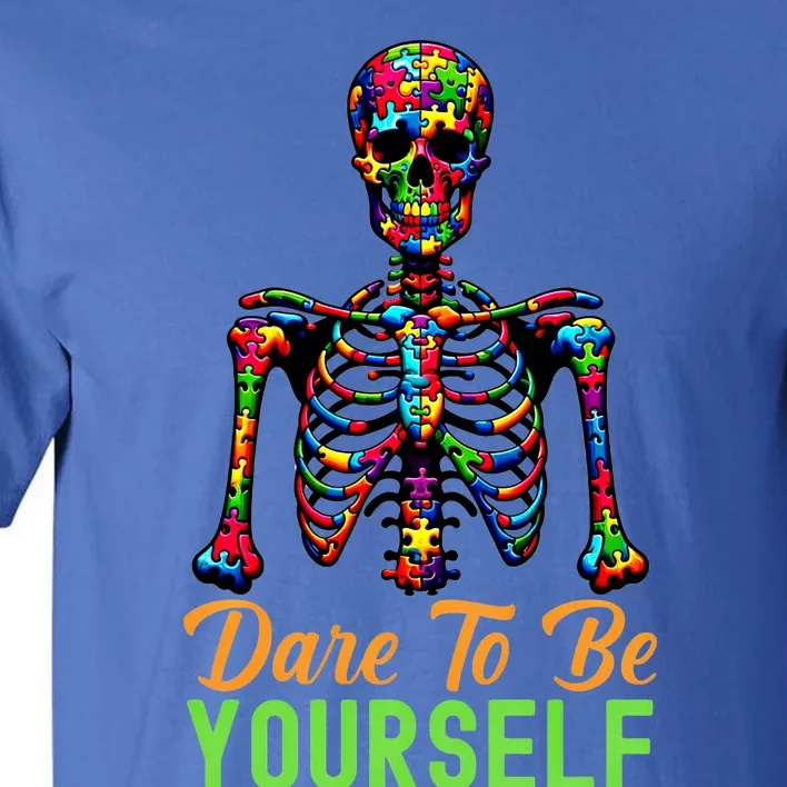 Skeleton Puzzle Pieces Autism Awareness Dare To Be Yourself Great Gift Tall T-Shirt