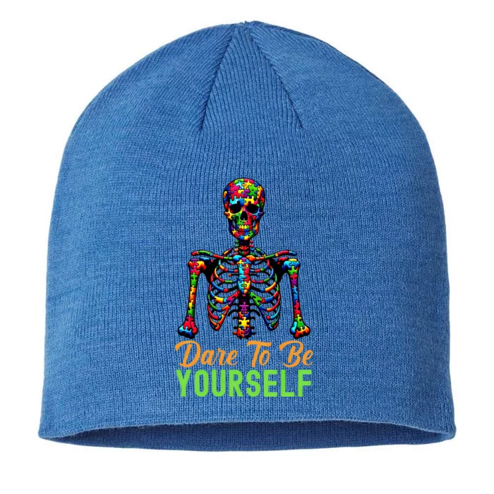 Skeleton Puzzle Pieces Autism Awareness Dare To Be Yourself Great Gift 8 1/2in Sustainable Knit Beanie