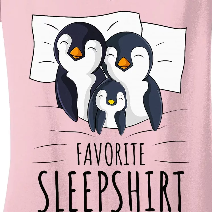 Sleeping Penguin Pyjamas Penguin Lover Favorite Sleepshirt Women's V-Neck T-Shirt