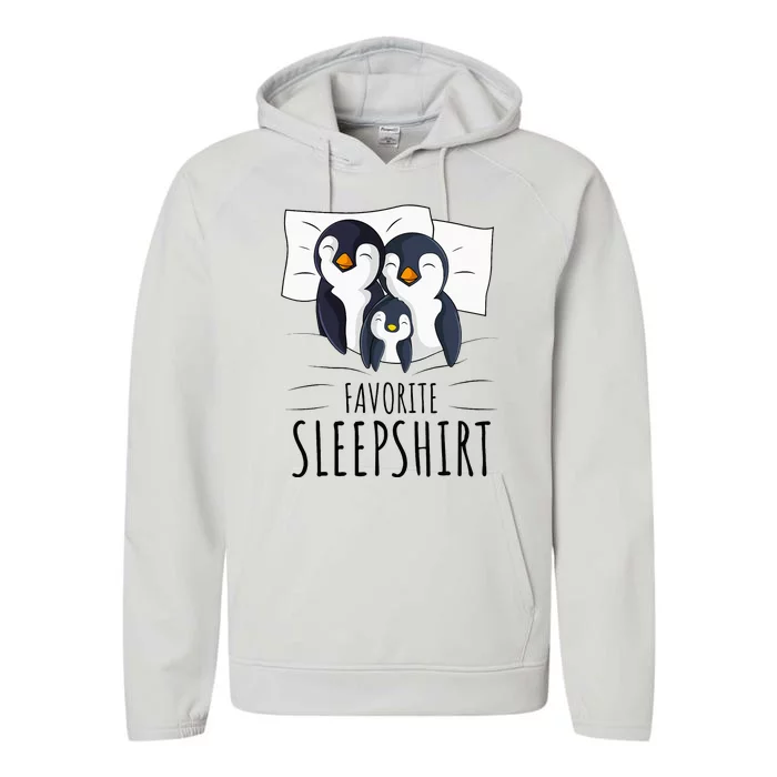 Sleeping Penguin Pyjamas Penguin Lover Favorite Sleepshirt Performance Fleece Hoodie