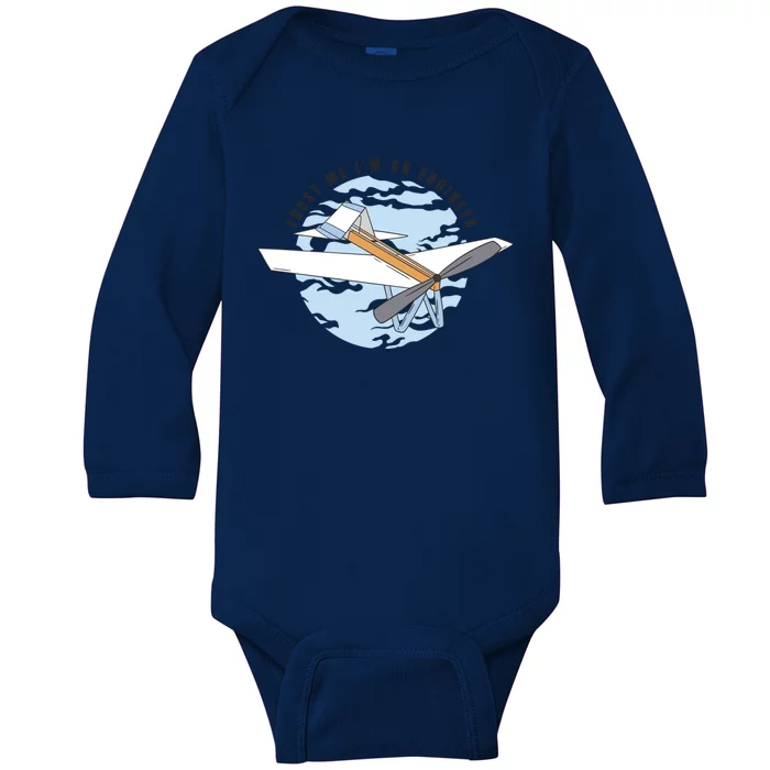 Sarcastic Paper Plane Engineer Quote Airplane Lover Aviation Gift Baby Long Sleeve Bodysuit