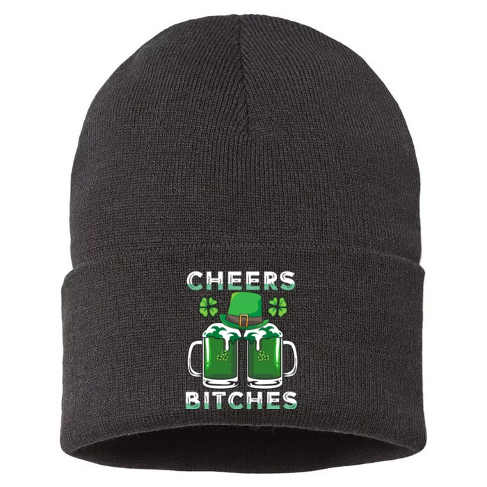 St. Patrick's Patricks Day Irish Cheers Bitches Lucky Beer Sustainable Knit Beanie