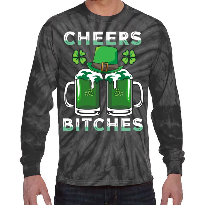 St. Patrick's Patricks Day Irish Cheers Bitches Lucky Beer Tie-Dye Long Sleeve Shirt