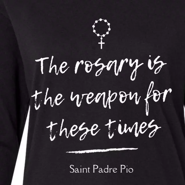 Saint Padre Pio Rosary Inspirational Quote Catholic Womens Cotton Relaxed Long Sleeve T-Shirt