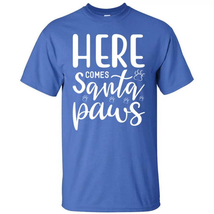 Santa Paws Paw Print Dog Owner Mom Dad Funny Gift Great Gift Tall T-Shirt