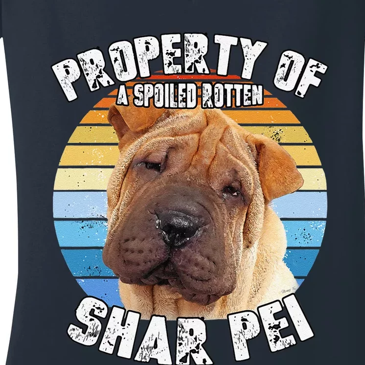 Shar Pei Property Of Retro Cute Dog Women's V-Neck T-Shirt