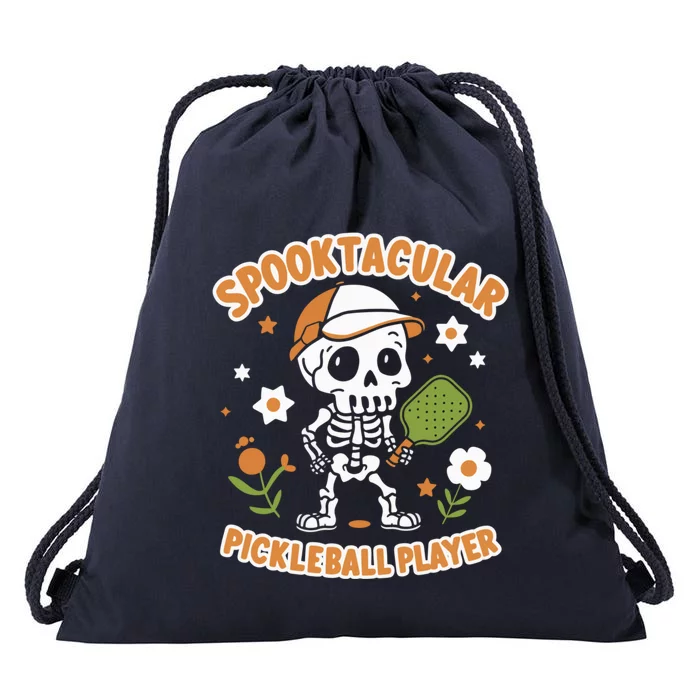 Spooktacular Pickleball Player Ghost Pumpkin Cute Gift Drawstring Bag