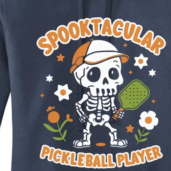 Spooktacular Pickleball Player Ghost Pumpkin Cute Gift Women's Pullover Hoodie