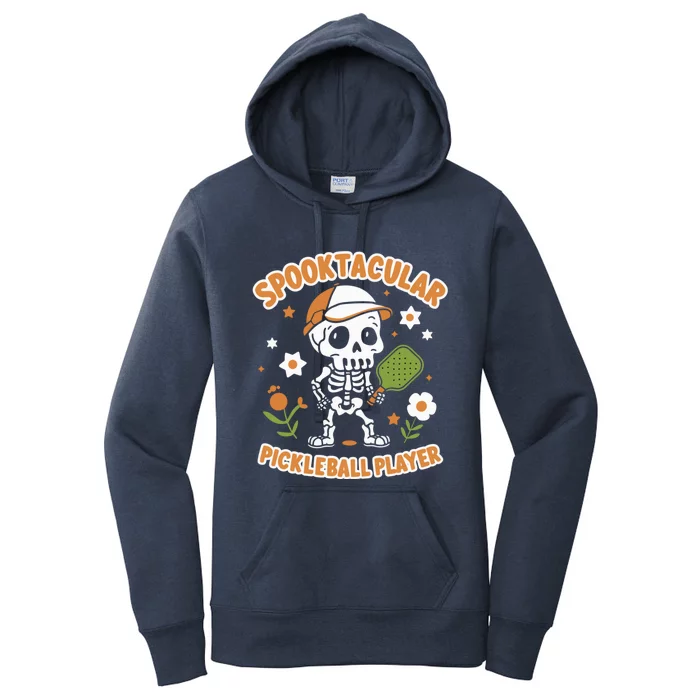 Spooktacular Pickleball Player Ghost Pumpkin Cute Gift Women's Pullover Hoodie