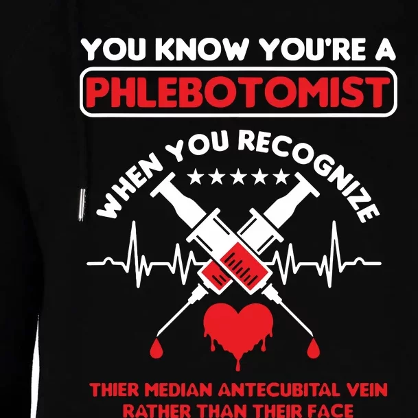 Syringe Phlebotomist Phlebotomy Doctor Heart Pulse Gift Womens Funnel Neck Pullover Hood