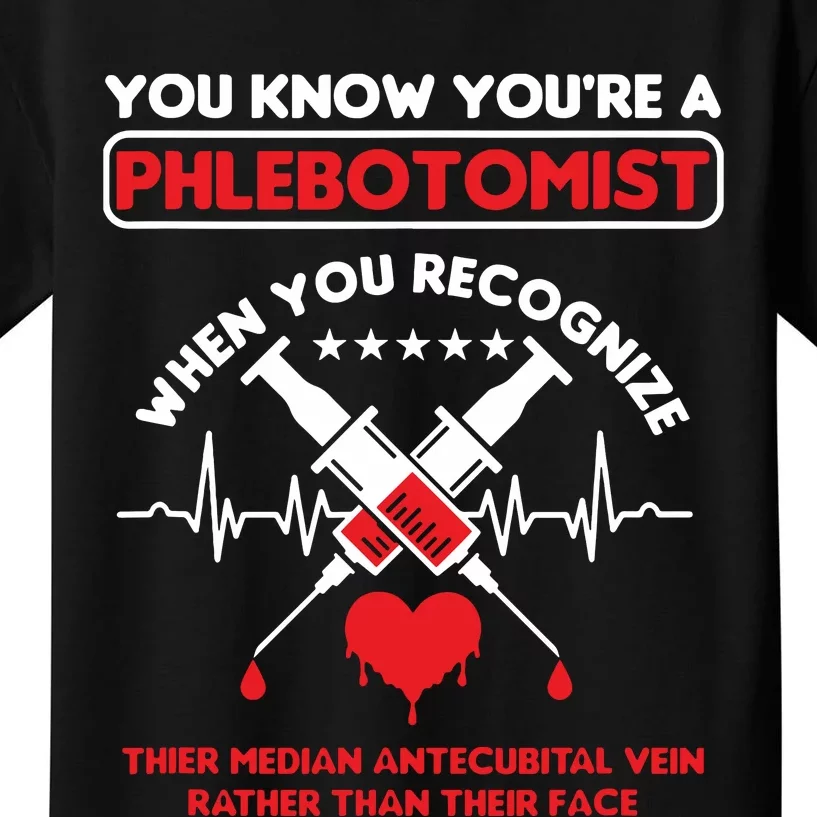 Syringe Phlebotomist Phlebotomy Doctor Heart Pulse Gift Kids T-Shirt