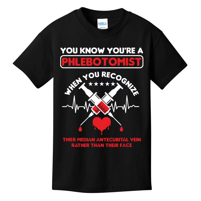 Syringe Phlebotomist Phlebotomy Doctor Heart Pulse Gift Kids T-Shirt