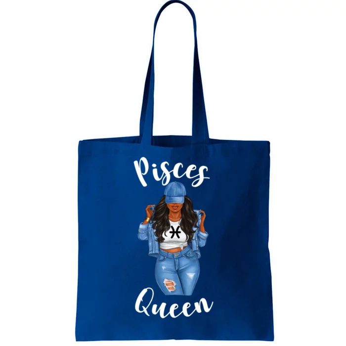 Streetwise Pisces Queen Black Zodiac Birthday March Gift Tote Bag