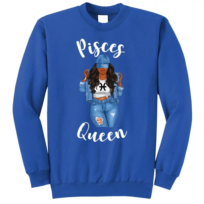 Streetwise Pisces Queen Black Zodiac Birthday March Gift Tall Sweatshirt