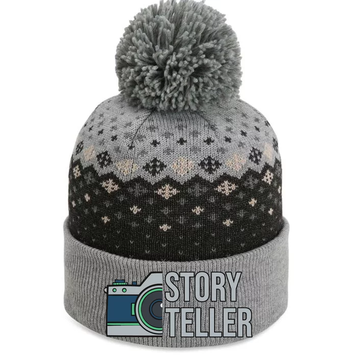 Storyteller Photography Quote Saying Camera For Photographer Gift The Baniff Cuffed Pom Beanie