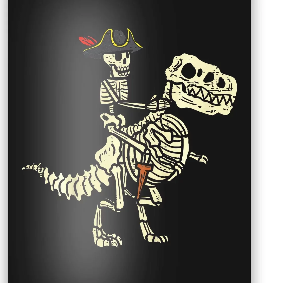 Spooky Pirate Riding Trex Halloween Costume Poster