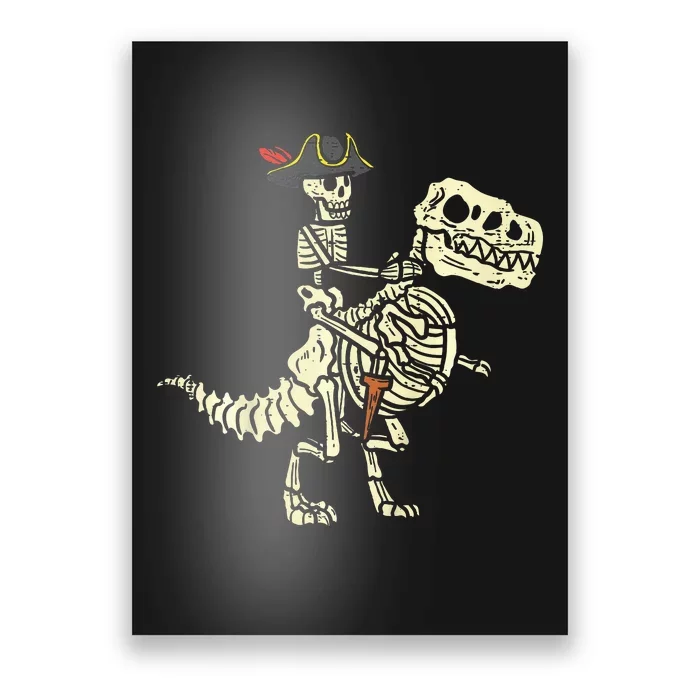 Spooky Pirate Riding Trex Halloween Costume Poster