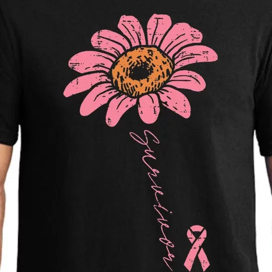 Sunflower Pink Ribbon Breast Cancer Survivor Awareness Pajama Set